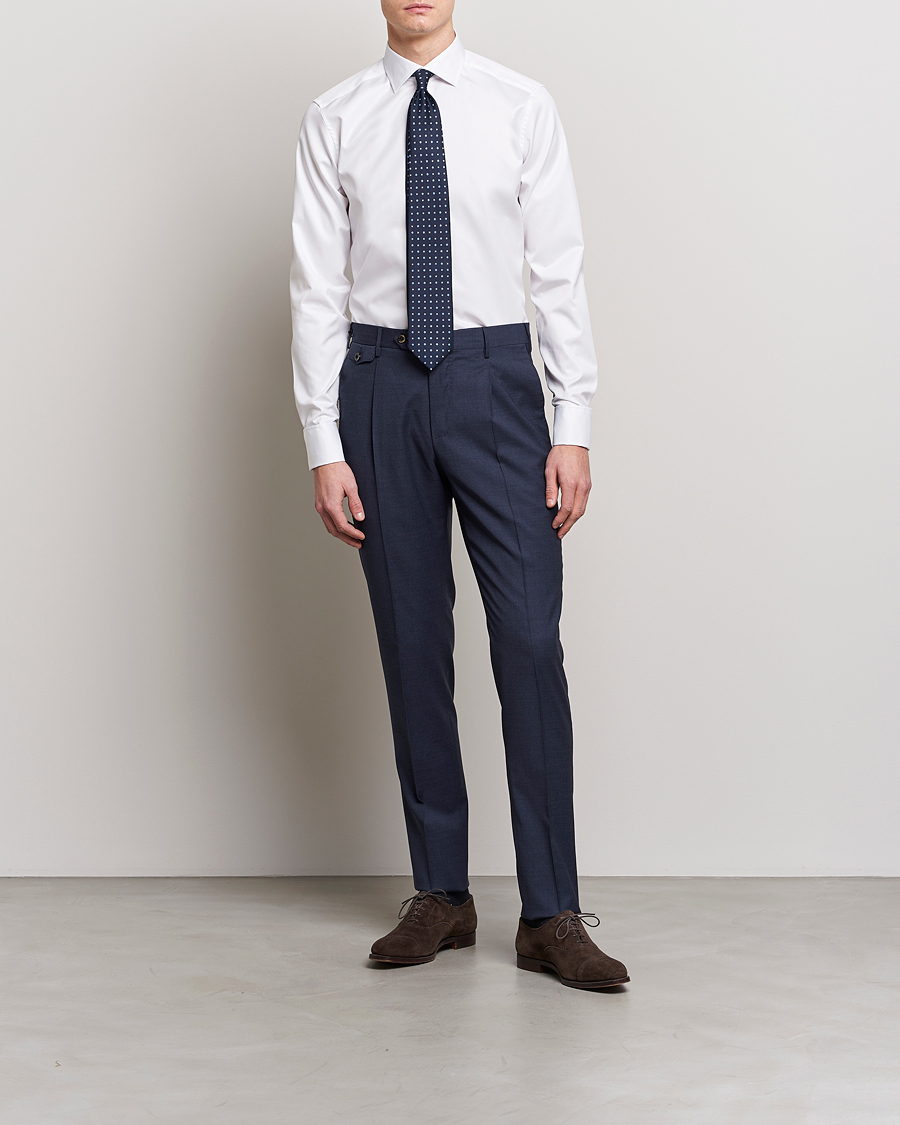 Hombres | Camisas | Stenströms | Superslim Double Cuff Cotton Shirt White