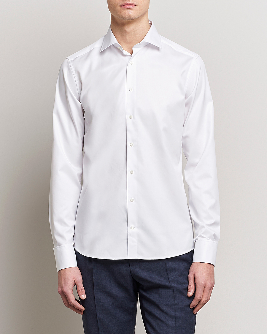 Hombres | Camisas | Stenströms | Superslim Double Cuff Cotton Shirt White