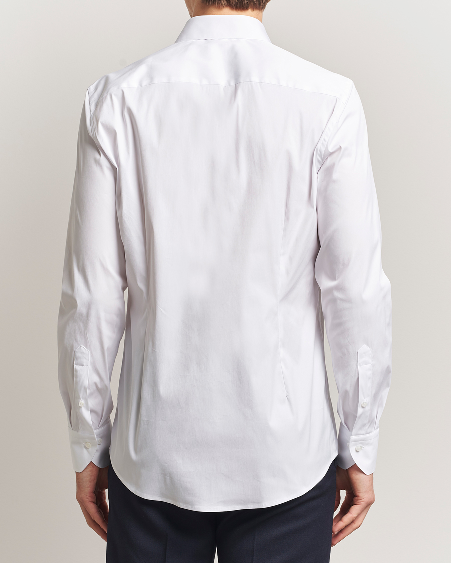 Hombres | Camisas | Stenströms | Slimline Cotton Stretch Shirt White