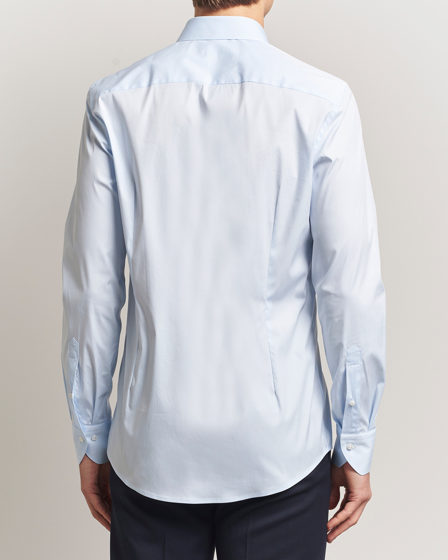 Hombres | Camisas | Stenströms | Slimline Cotton Stretch Shirt Light Blue