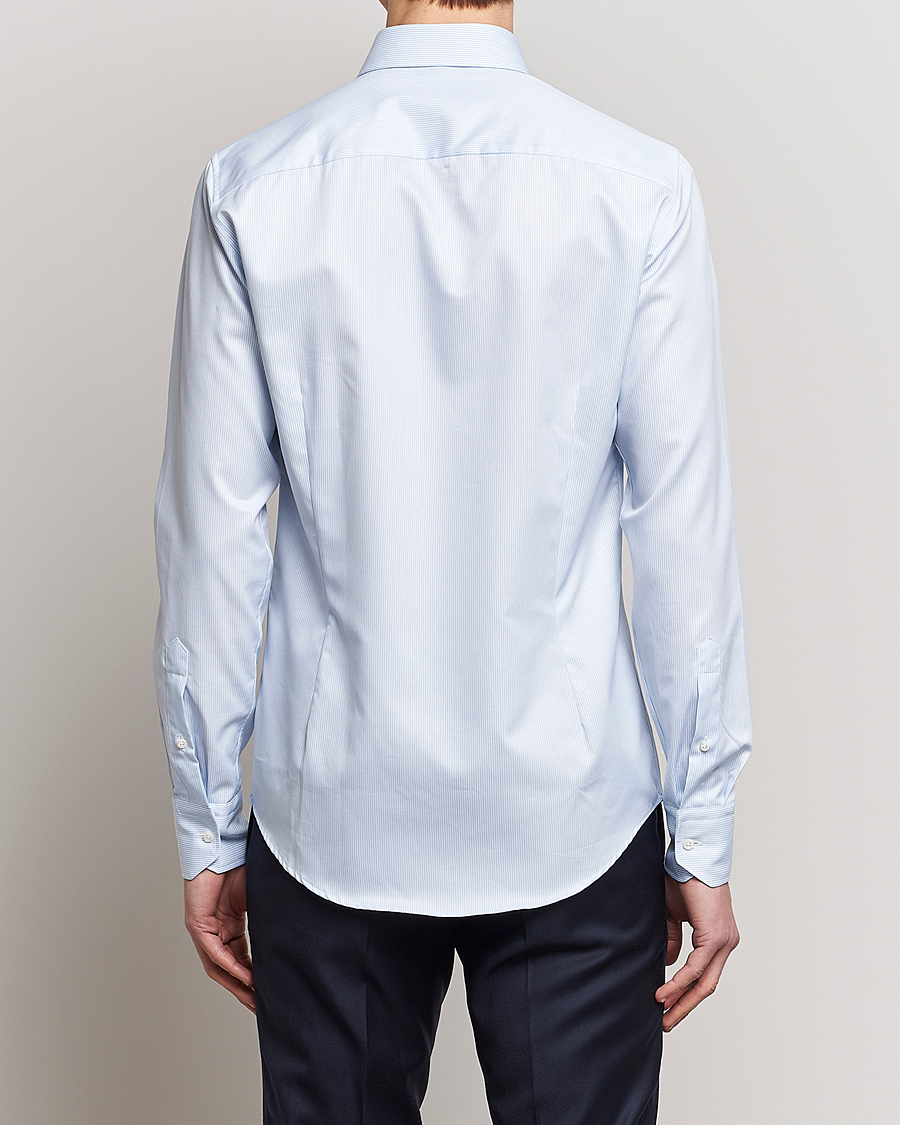 Hombres | Camisas | Stenströms | Superslim Cotton Twill Striped Shirt Blue/White