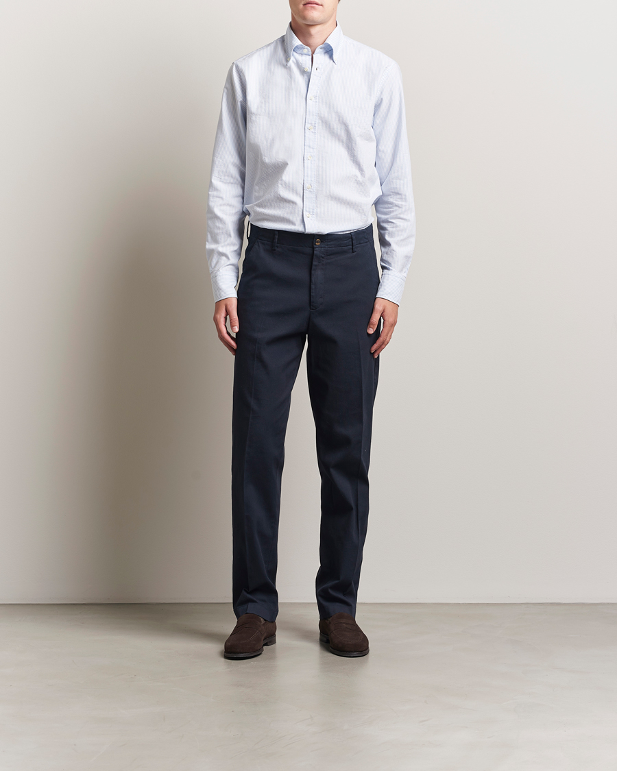 Hombres | Camisas | Stenströms | Regular Fit Oxford Shirt Blue/White