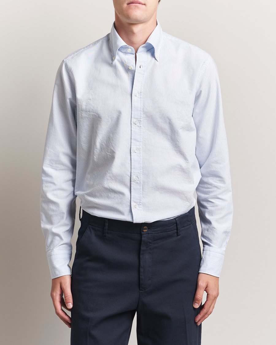 Hombres | Camisas | Stenströms | Regular Fit Oxford Shirt Blue/White