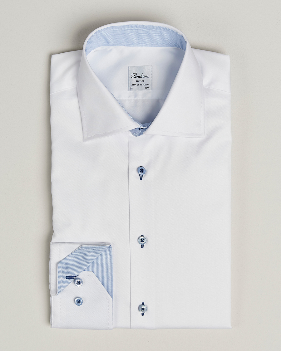 Hombres | Camisas | Stenströms | Regular Fit X-Long Sleeve Contrast Shirt White