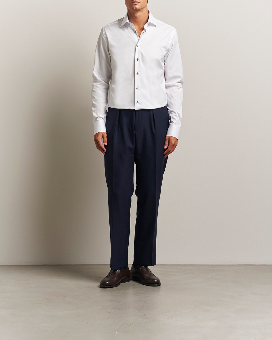 Hombres | Camisas | Stenströms | Regular Fit X-Long Sleeve Contrast Shirt White