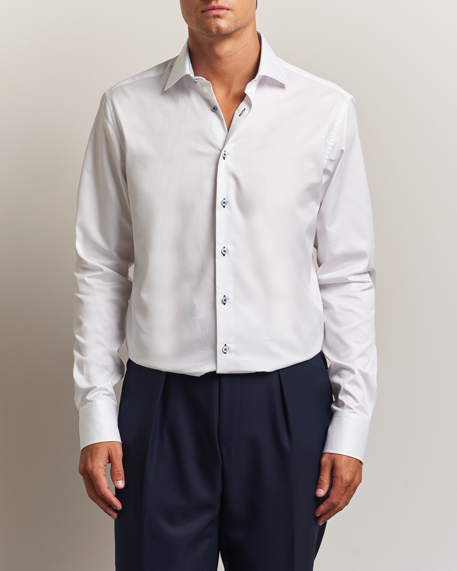 Hombres | Camisas | Stenströms | Regular Fit X-Long Sleeve Contrast Shirt White