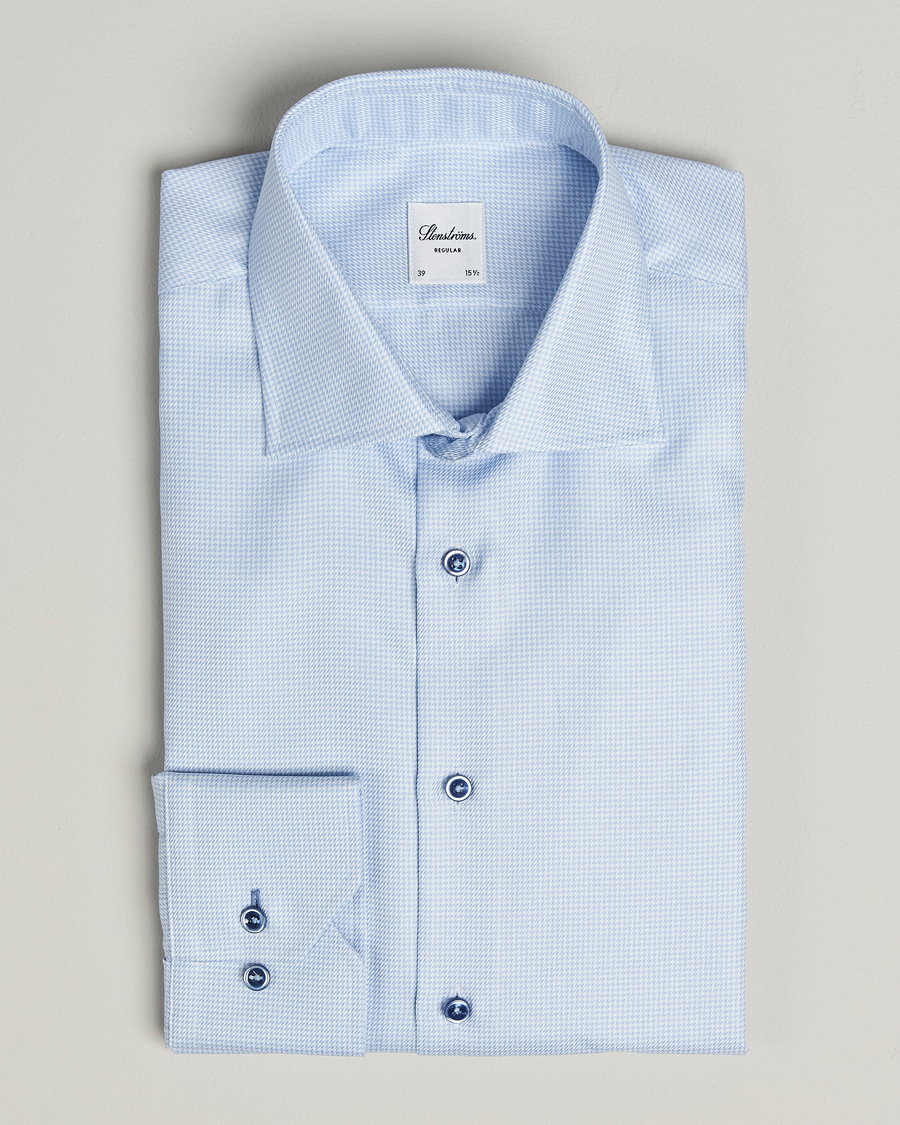 Hombres | Camisas | Stenströms | Regular Fit Contrast Shirt Light Blue
