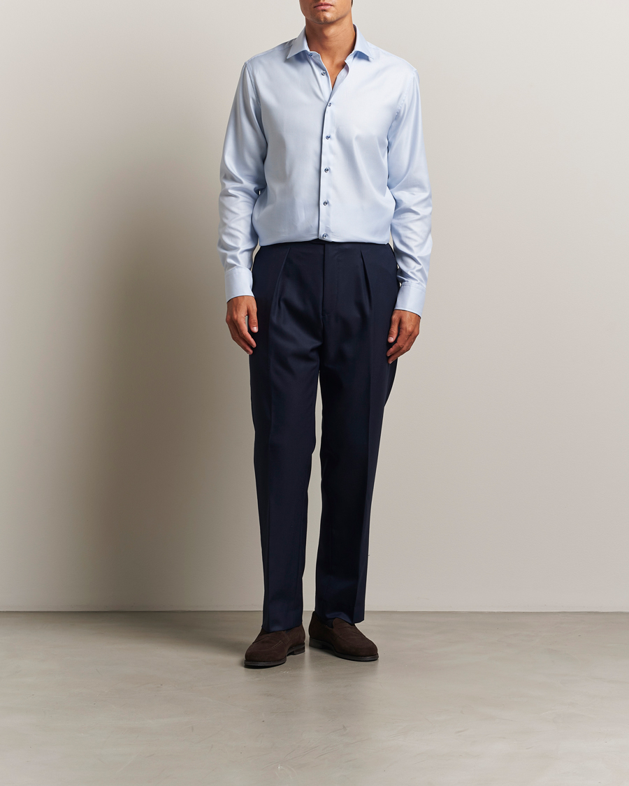 Hombres | Camisas | Stenströms | Regular Fit Contrast Shirt Light Blue