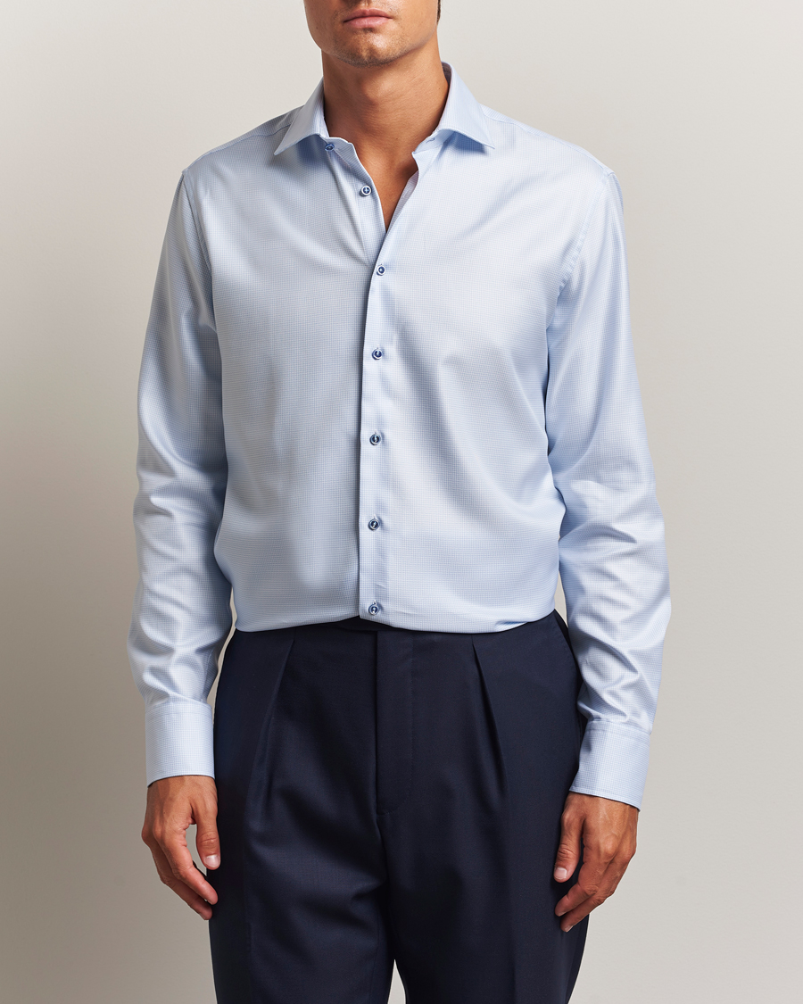 Hombres | Camisas | Stenströms | Regular Fit Contrast Shirt Light Blue