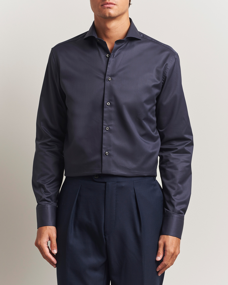 Hombres | Camisas | Stenströms | Regular Fit Extreme Cut Away Shirt Navy