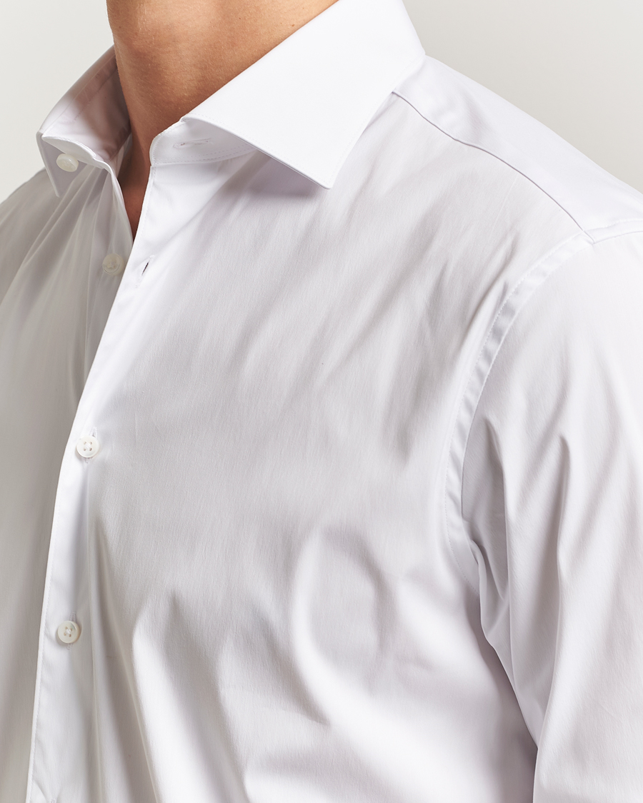 Hombres | Camisas | Stenströms | Regular Fit Cotton Stretch Shirt White