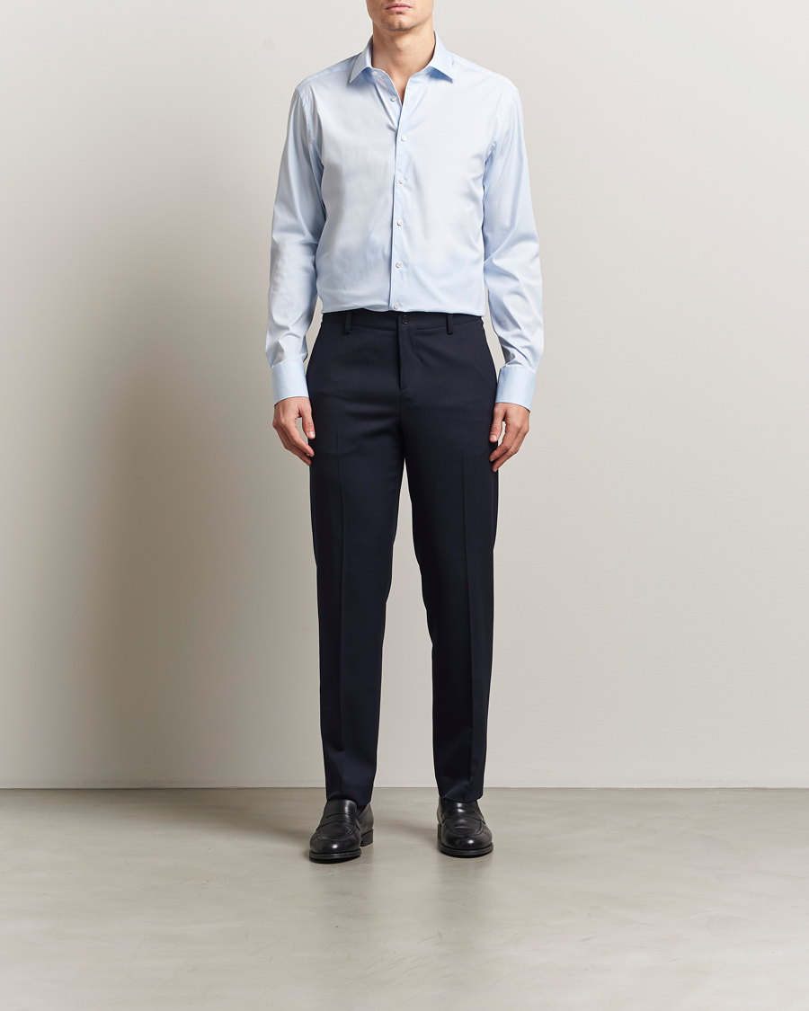 Hombres | Camisas | Stenströms | Regular Fit Cotton Stretch Shirt Light Blue
