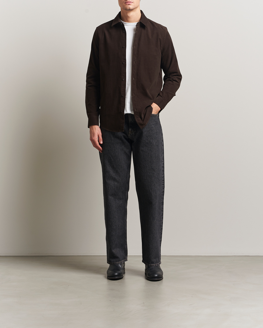 Hombres | Camisas | Samsøe Samsøe | Liam Baby Cord Shirt Black Coffee