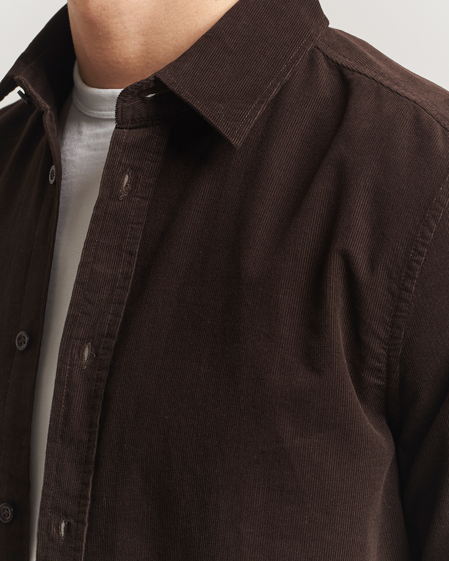 Hombres | Camisas | Samsøe Samsøe | Liam Baby Cord Shirt Black Coffee