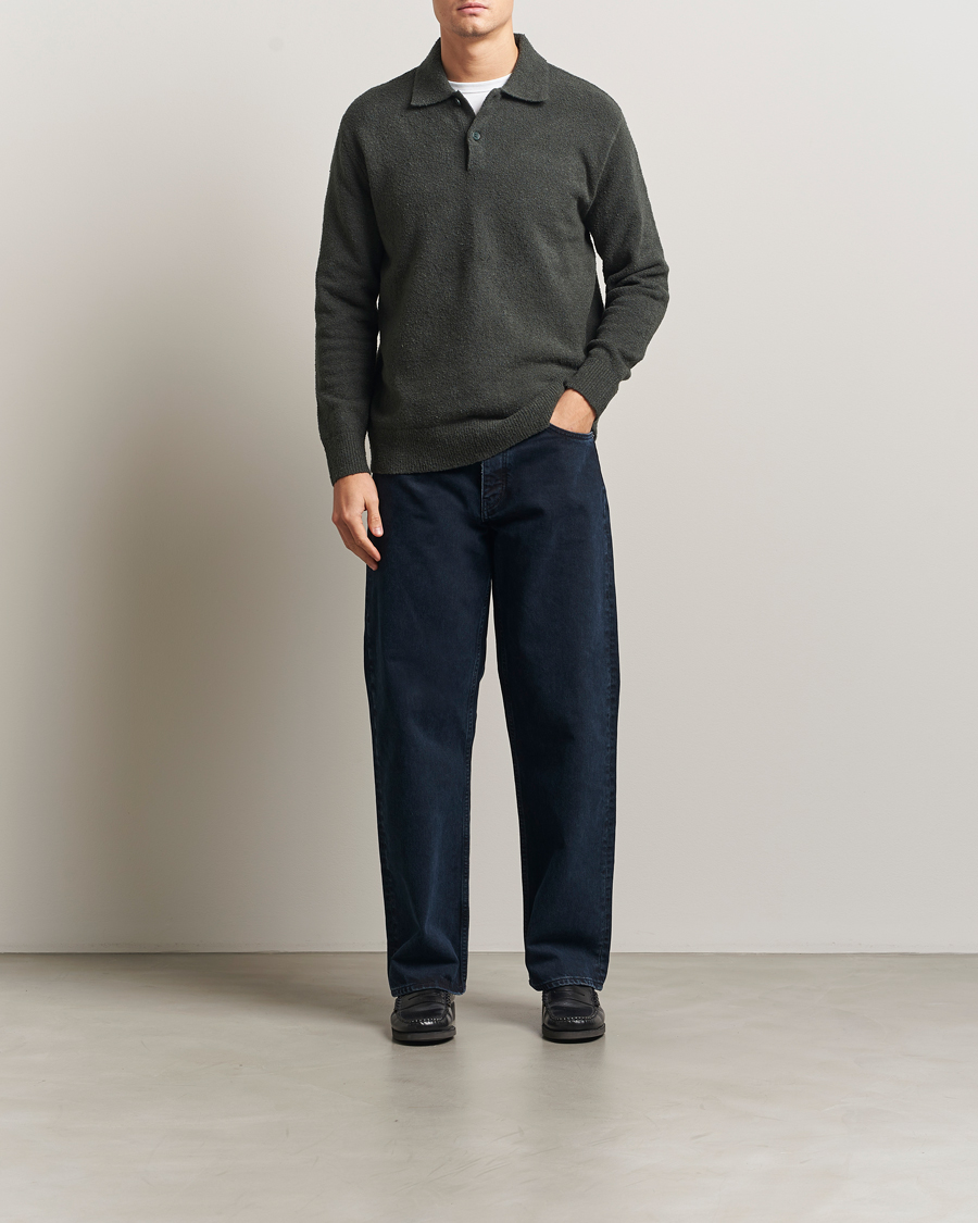 Hombres | Jerséis y prendas de punto | Samsøe Samsøe | Nino Knitted Polo Dark Evergreen