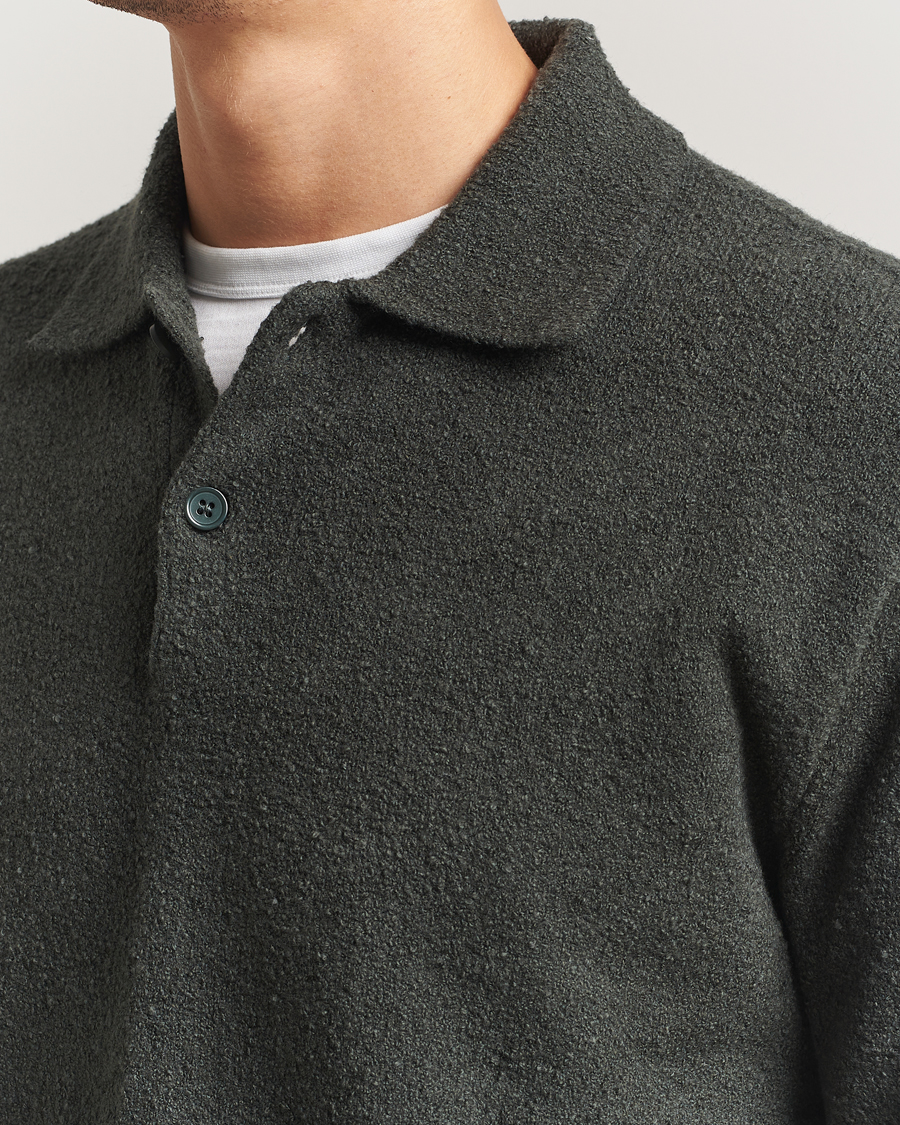 Hombres | Jerséis y prendas de punto | Samsøe Samsøe | Nino Knitted Polo Dark Evergreen