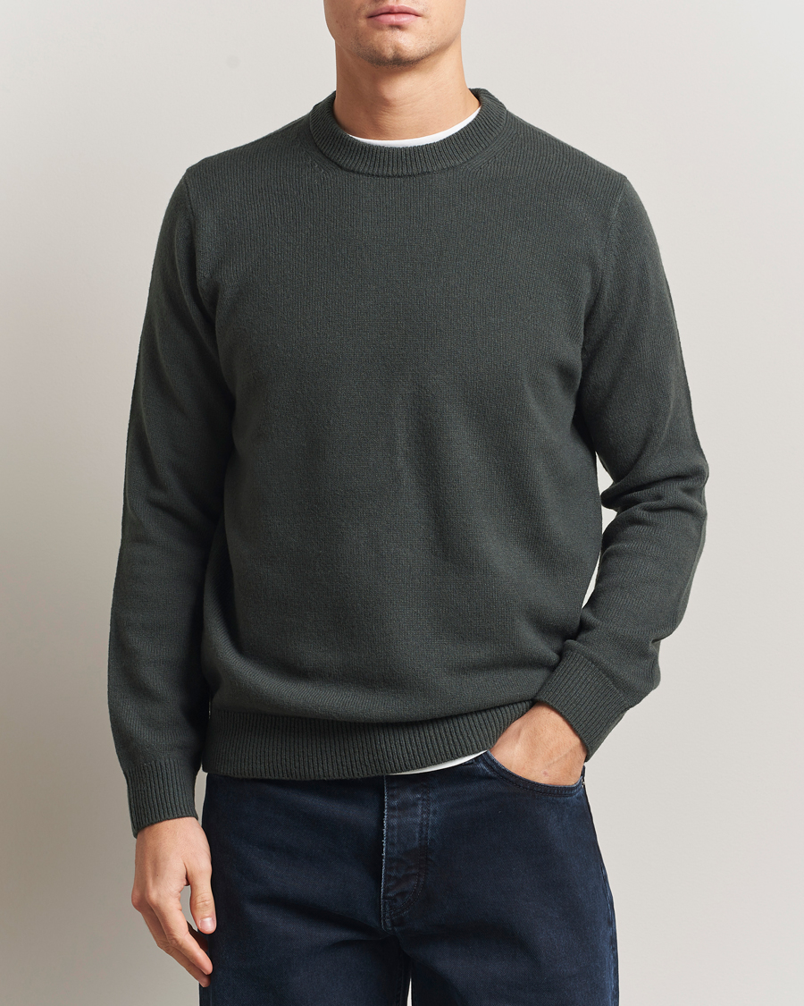 Hombres | Jerséis y prendas de punto | Samsøe Samsøe | Isak Knitted Crew Neck Dark Evergreen