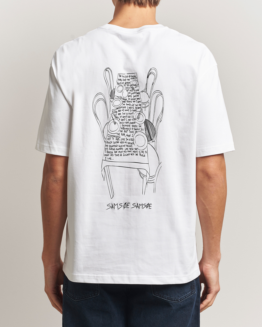 Hombres | Camisetas | Samsøe Samsøe | Dinner Printed Crew Neck T-Shirt White