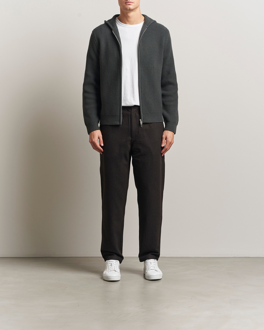 Hombres | Pantalones | Samsøe Samsøe | Bertil Flannel Drawstring Trousers Black Coffee Melange