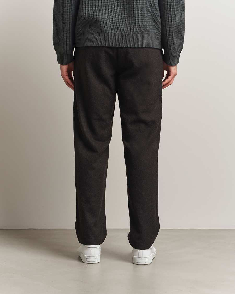 Hombres | Pantalones | Samsøe Samsøe | Bertil Flannel Drawstring Trousers Black Coffee Melange