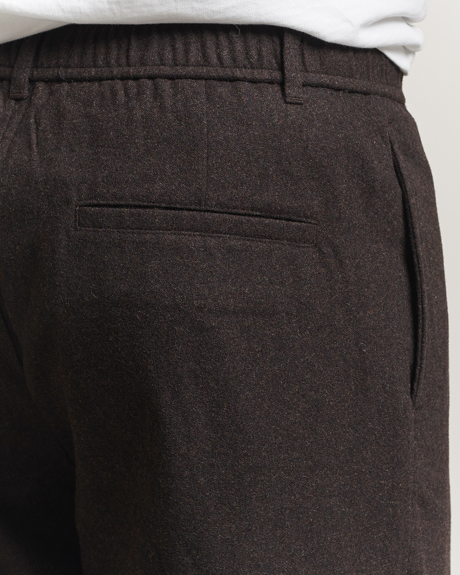 Hombres | Pantalones | Samsøe Samsøe | Bertil Flannel Drawstring Trousers Black Coffee Melange