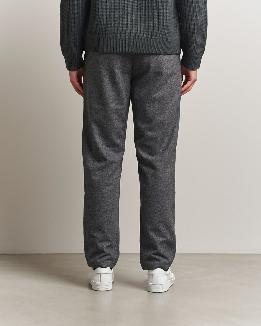 Hombres | Pantalones | Samsøe Samsøe | Bertil Flannel Drawstring Trousers Dark Grey Melange
