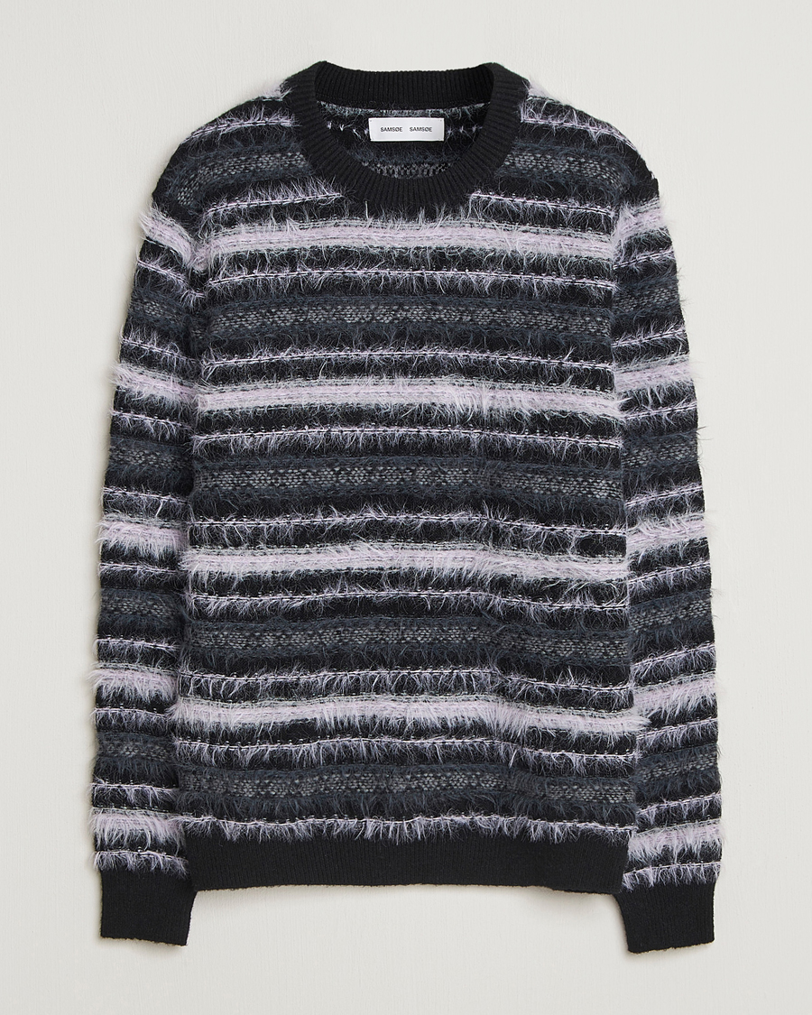 Hombres | Jerséis y prendas de punto | Samsøe Samsøe | Finnley Striped Knitted Sweater Black Multi