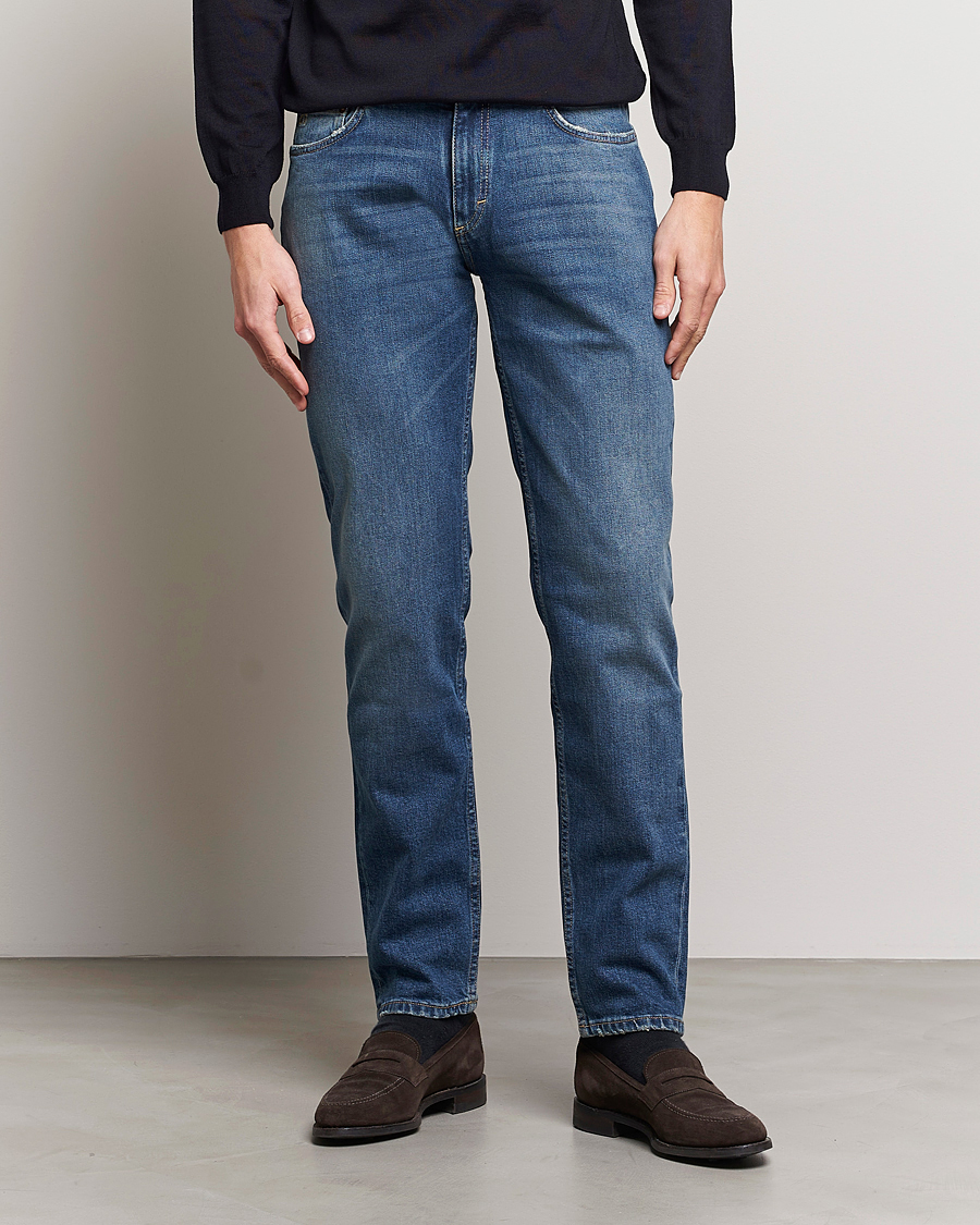 Hombres | Pantalones | Oscar Jacobson | Albert Cotton Stretch Jeans Vintage Wash