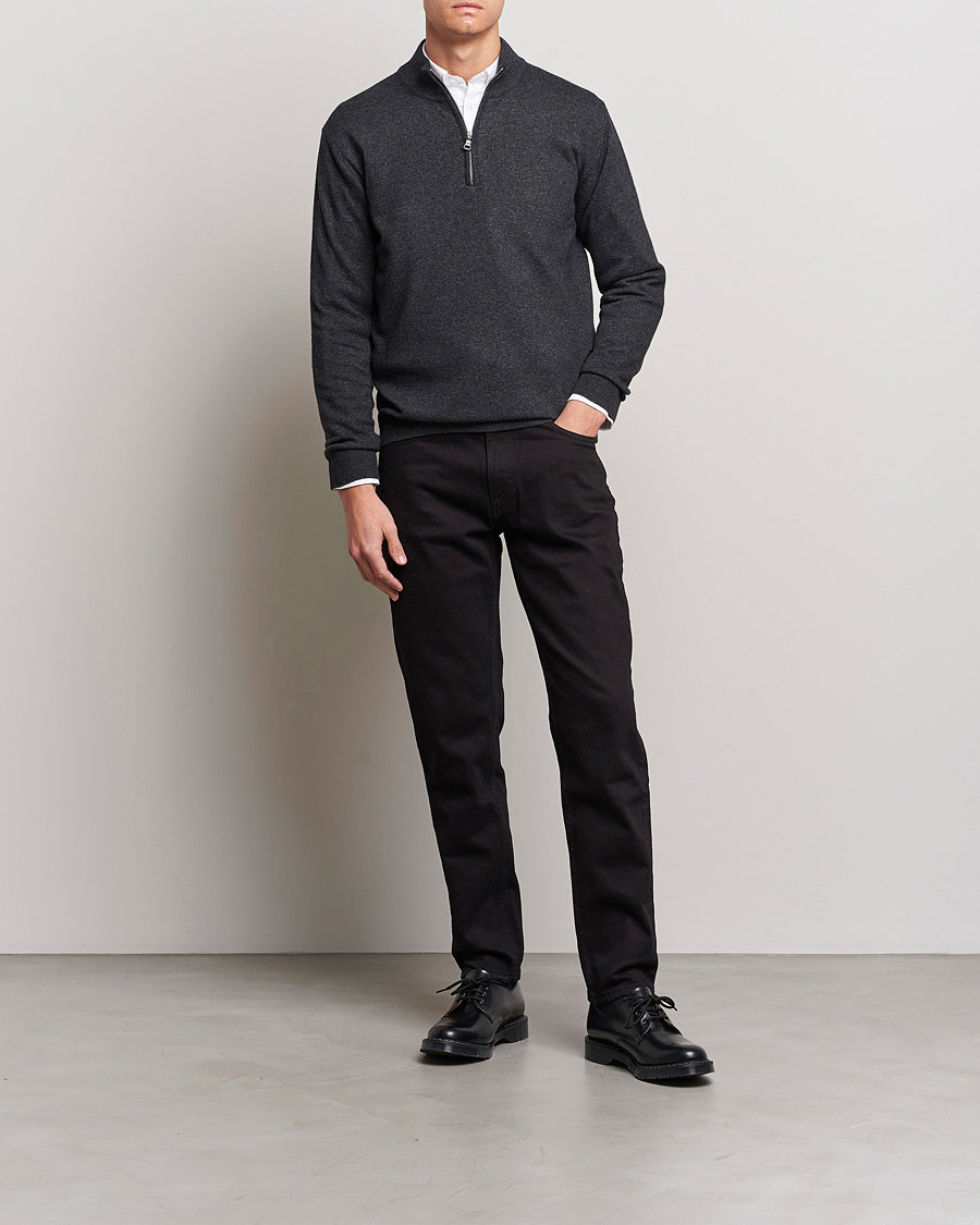 Hombres | Jerséis y prendas de punto | Oscar Jacobson | Patton Wool Half-Zip Grey