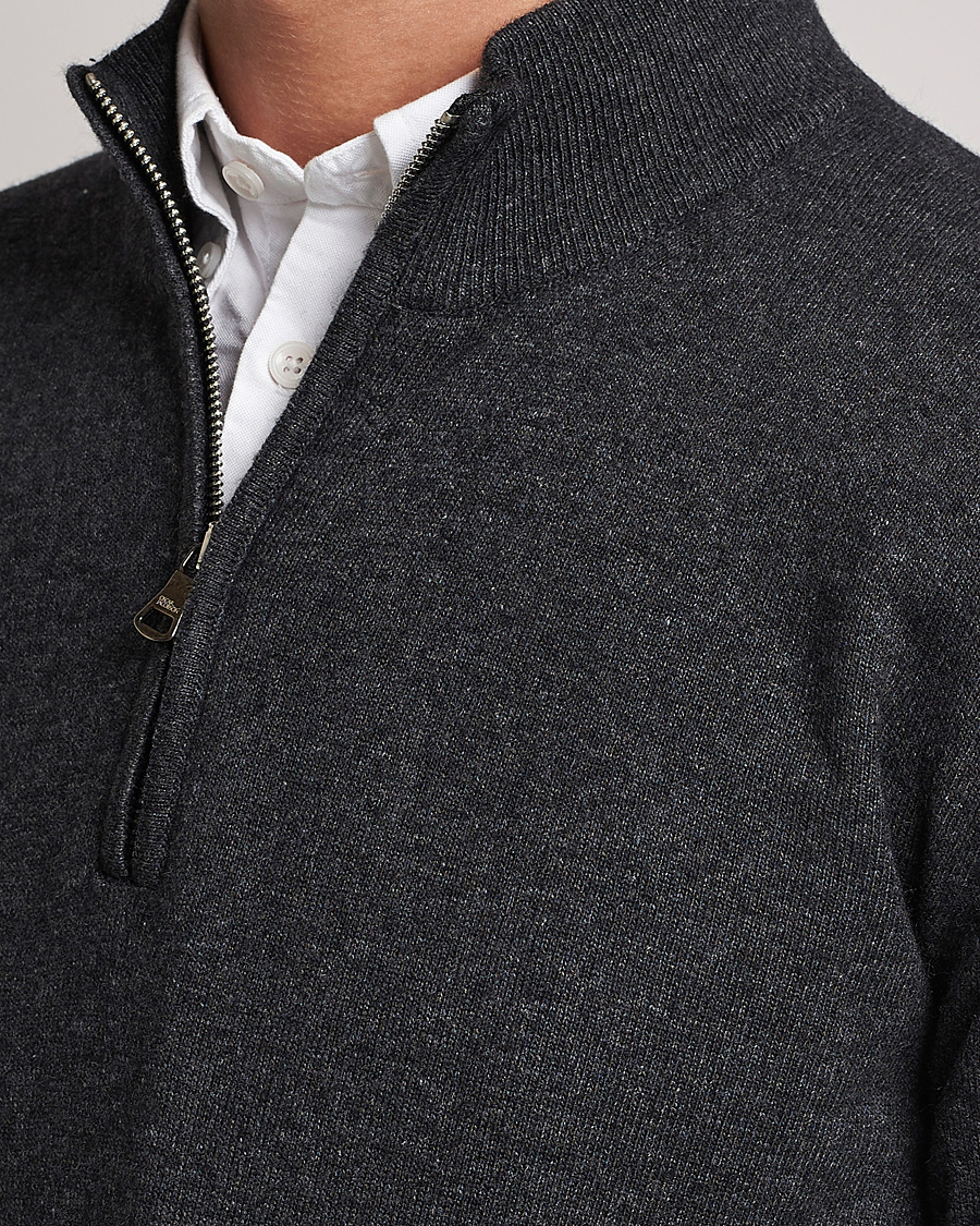 Hombres | Jerséis y prendas de punto | Oscar Jacobson | Patton Wool Half-Zip Grey
