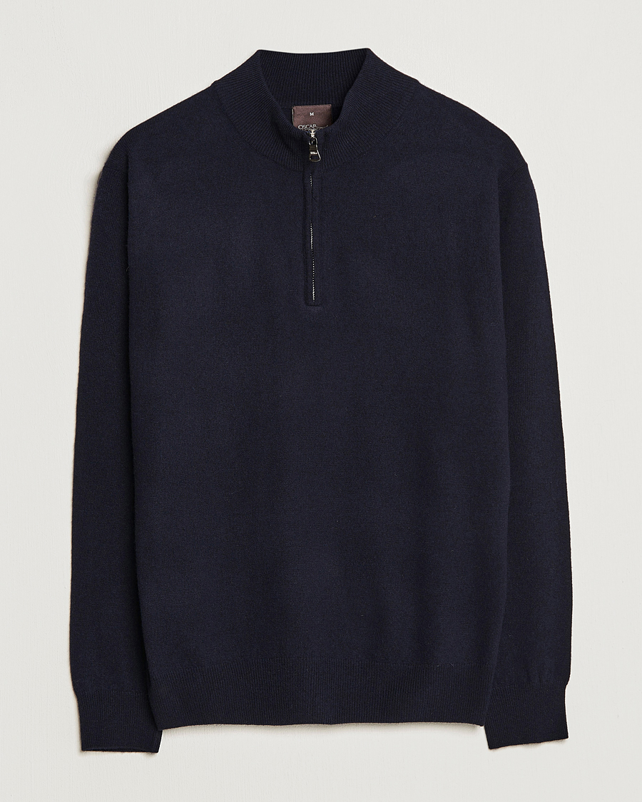 Hombres | Jerséis y prendas de punto | Oscar Jacobson | Patton Wool Half-Zip Navy