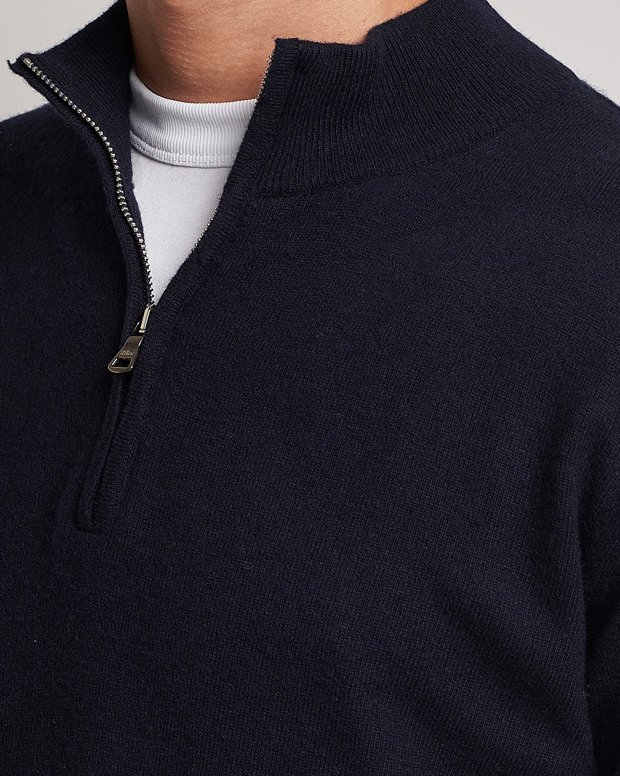 Hombres | Jerséis y prendas de punto | Oscar Jacobson | Patton Wool Half-Zip Navy