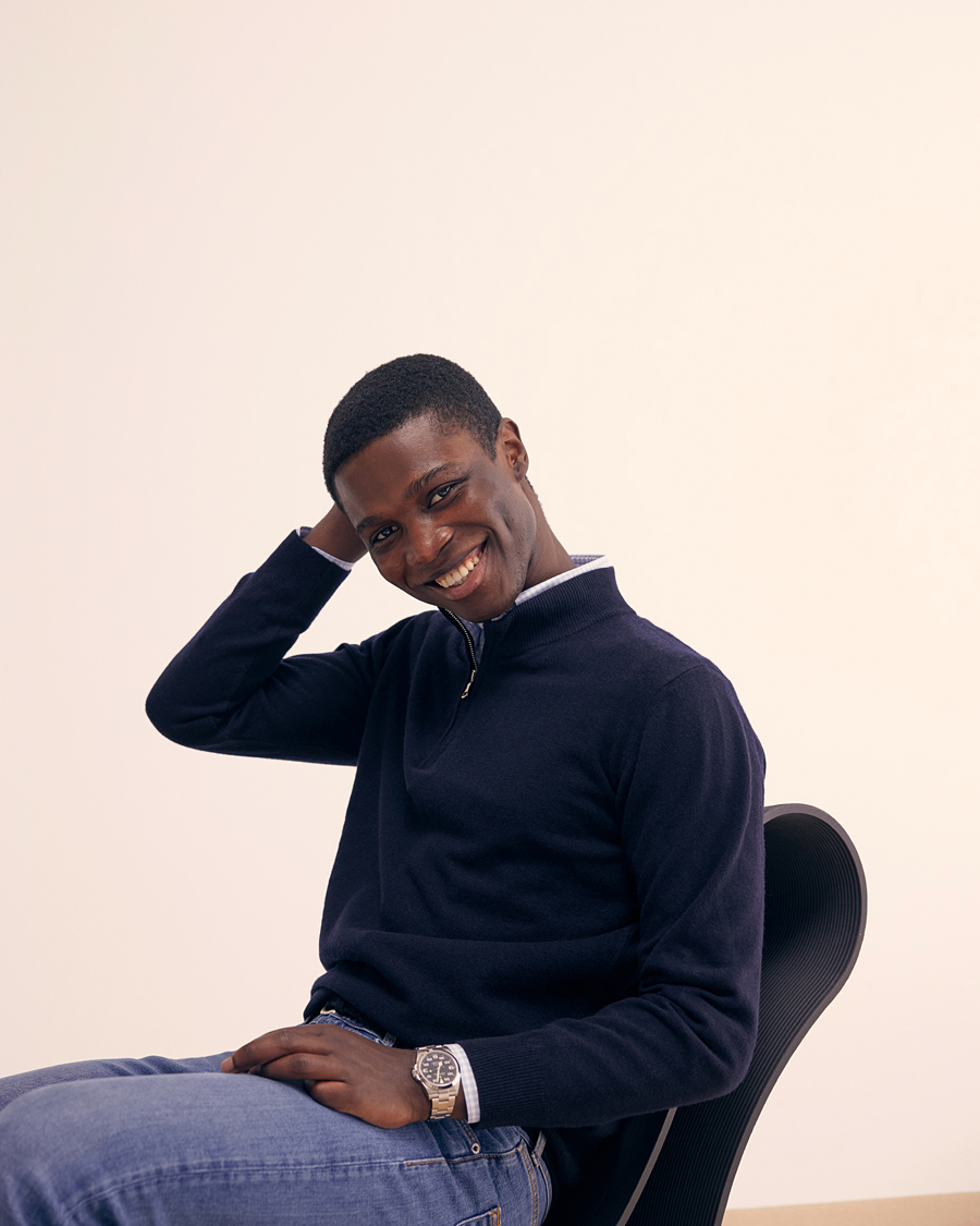 Hombres | Jerséis y prendas de punto | Oscar Jacobson | Patton Wool Half-Zip Navy