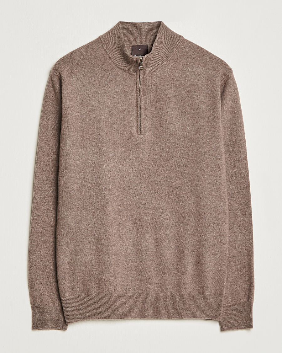 Hombres | Jerséis y prendas de punto | Oscar Jacobson | Patton Wool Half-Zip Beige