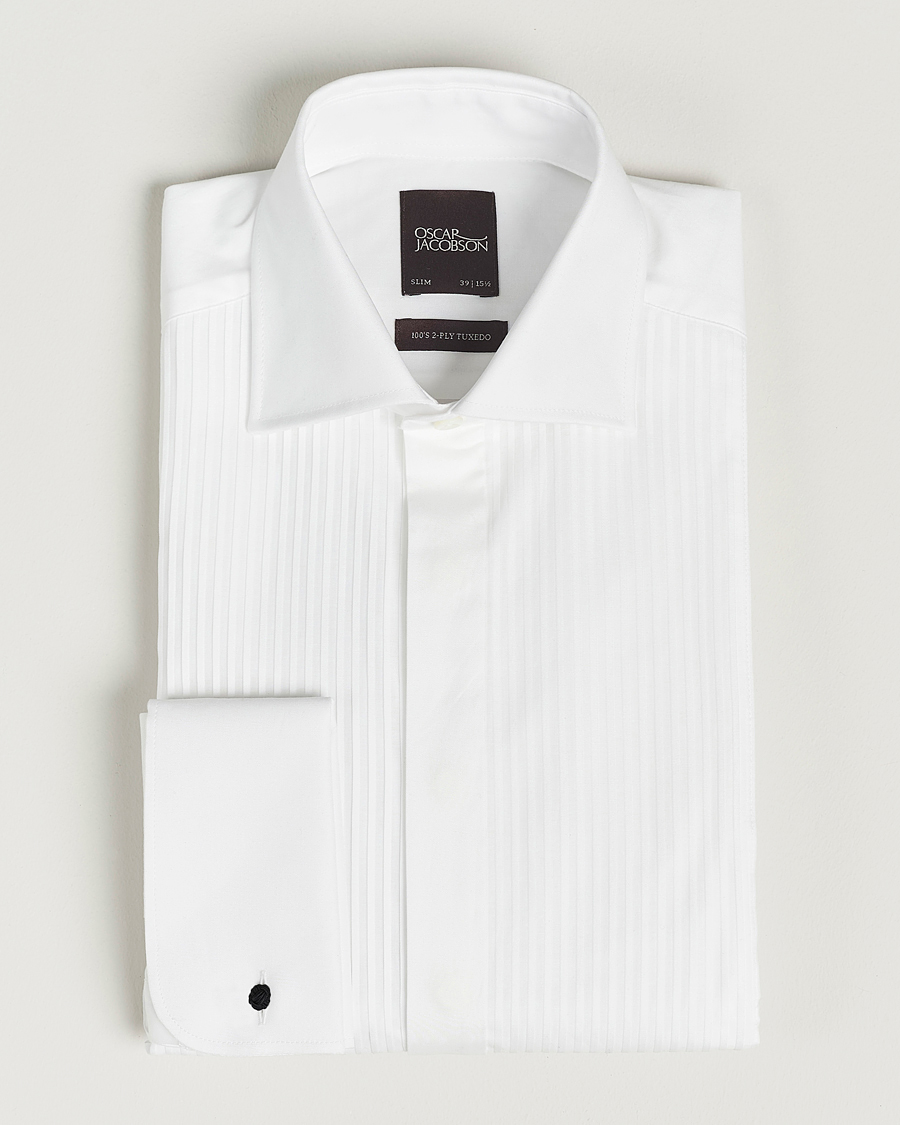 Hombres | Camisas | Oscar Jacobson | Slim Fit Cut Away Tuxedo Double Cuff White