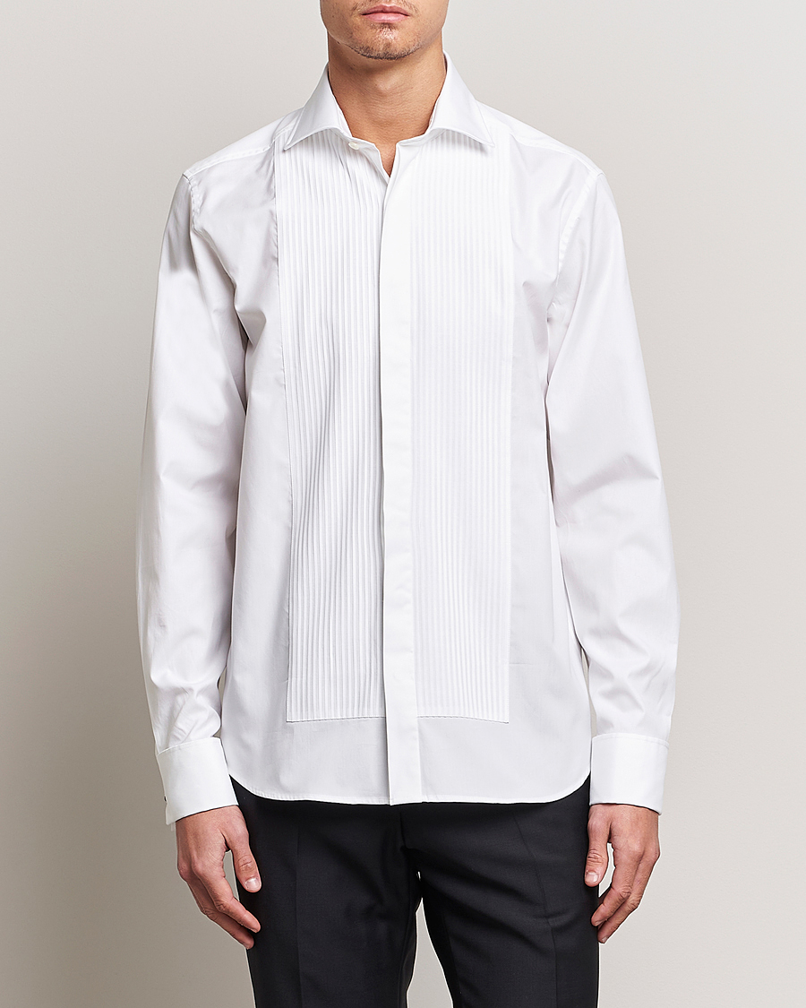 Hombres | Camisas | Oscar Jacobson | Reg Fit Cut Away Tuxedo Double Cuff White