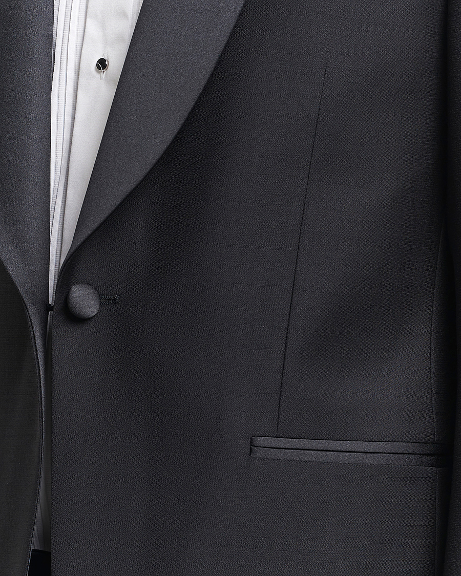 Hombres | Blazers | Oscar Jacobson | Figaro Wool Tuxedo Blazer Black