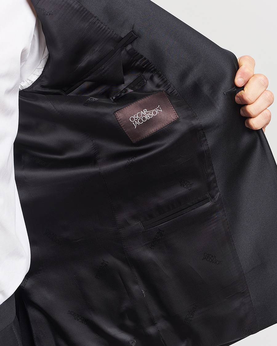 Hombres | Blazers | Oscar Jacobson | Figaro Wool Tuxedo Blazer Black