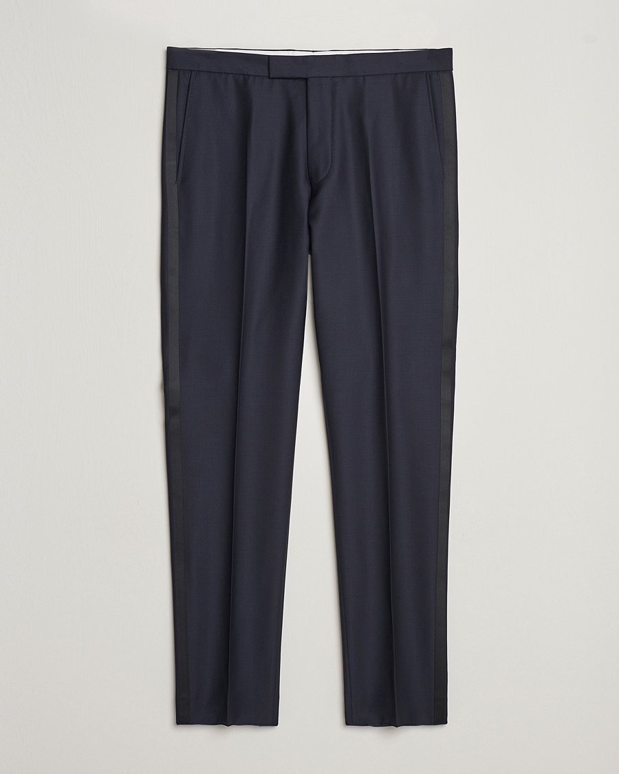 Hombres | Pantalones | Oscar Jacobson | Denz Wool Tuxedo Trousers Navy