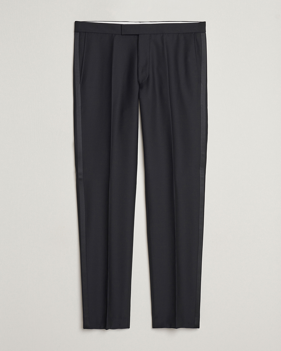 Hombres | Pantalones | Oscar Jacobson | Denz Wool Tuxedo Trousers Black