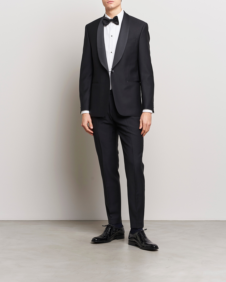 Hombres | Pantalones | Oscar Jacobson | Denz Wool Tuxedo Trousers Black