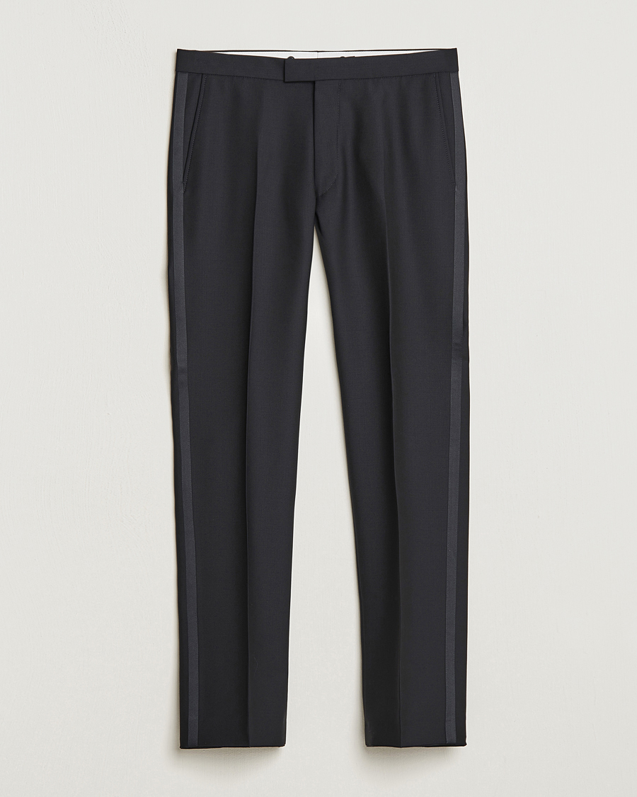 Hombres | Pantalones | Oscar Jacobson | Denz Straight Wool Tuxedo Trousers Black