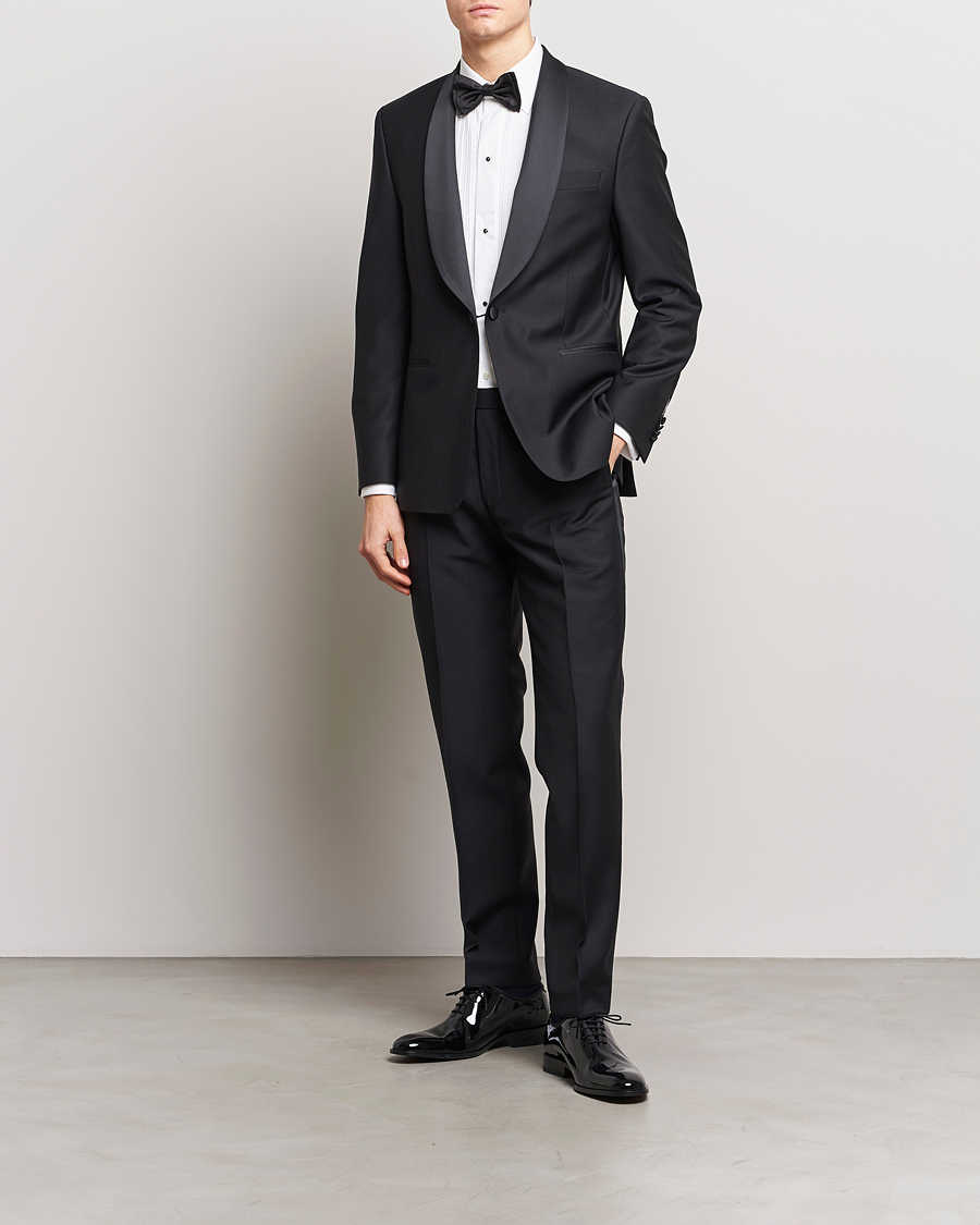 Hombres | Pantalones | Oscar Jacobson | Denz Straight Wool Tuxedo Trousers Black