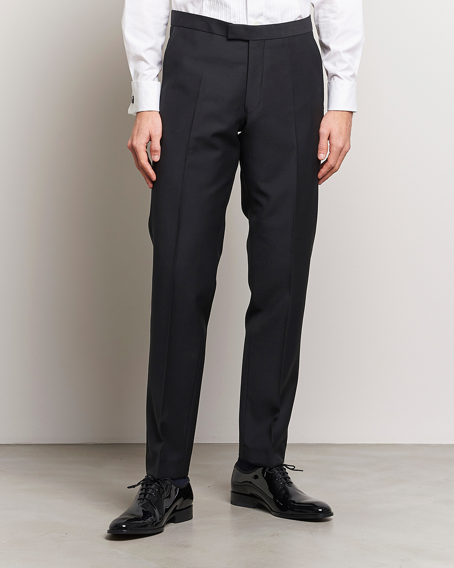 Hombres | Pantalones | Oscar Jacobson | Denz Straight Wool Tuxedo Trousers Black