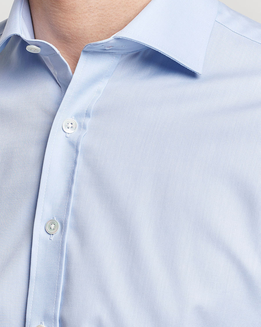 Hombres | Camisas | Oscar Jacobson | Slim Fit Cut Away Non Iron Twill Light Blue