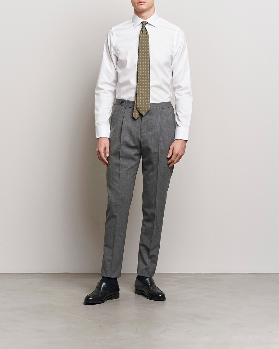 Hombres | Camisas | Oscar Jacobson | Slim Fit Cut Away Non Iron Twill White
