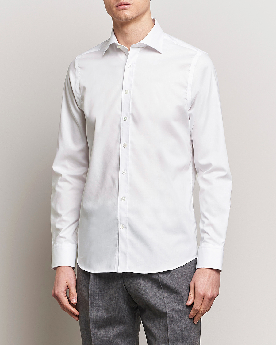 Hombres | Camisas | Oscar Jacobson | Slim Fit Cut Away Non Iron Twill White