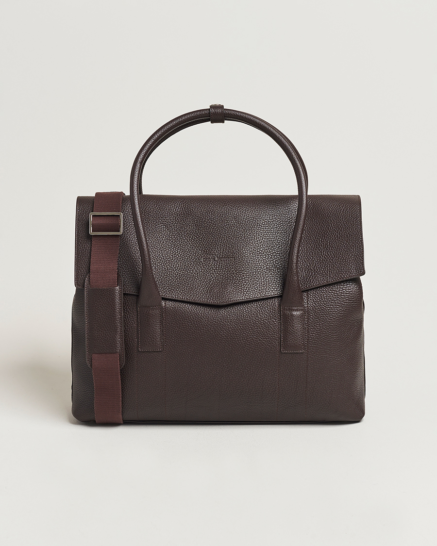 Hombres | Oscar Jacobson Overnight Leather Bag Dark Mud Brown | Oscar Jacobson | Overnight Leather Bag Dark Mud Brown