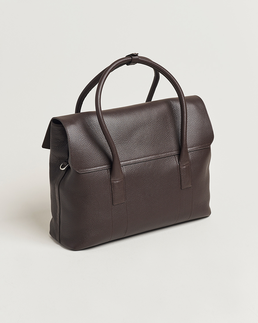 Hombres | Oscar Jacobson Overnight Leather Bag Dark Mud Brown | Oscar Jacobson | Overnight Leather Bag Dark Mud Brown