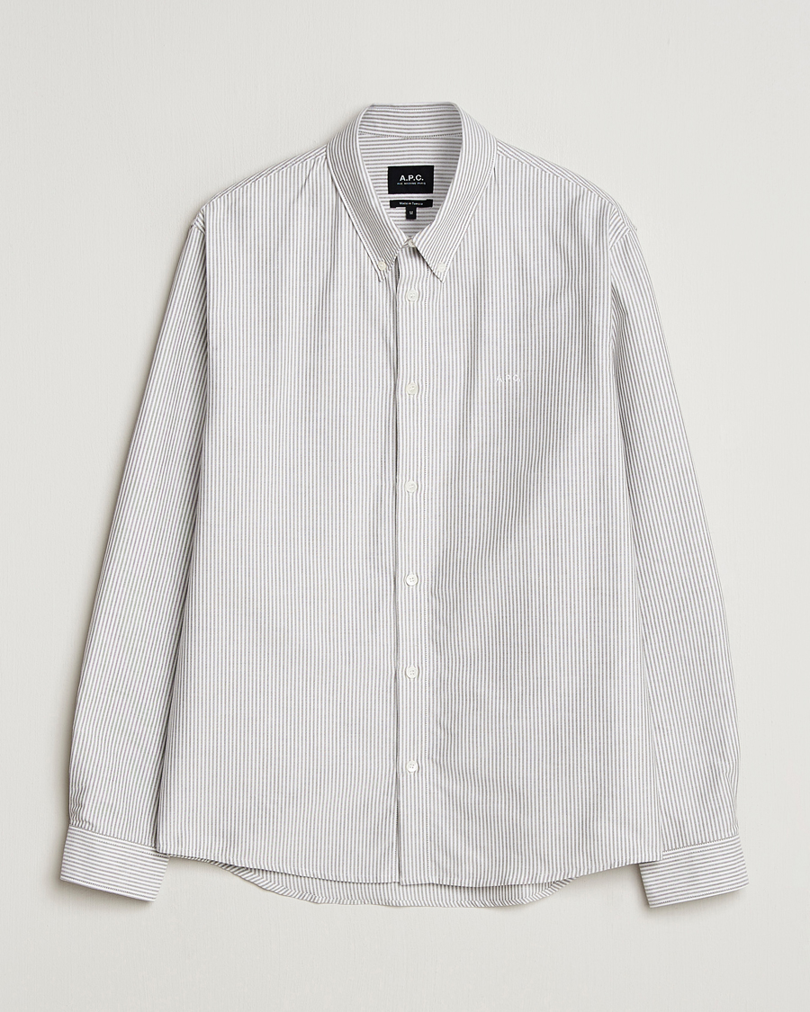 Hombres | Camisas | A.P.C. | Greg Striped Oxford Shirt Green/White